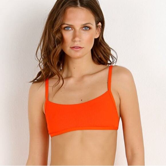 L Space Gemma Ribbed String Bikini Top Orange Medium - Picture 8 of 10